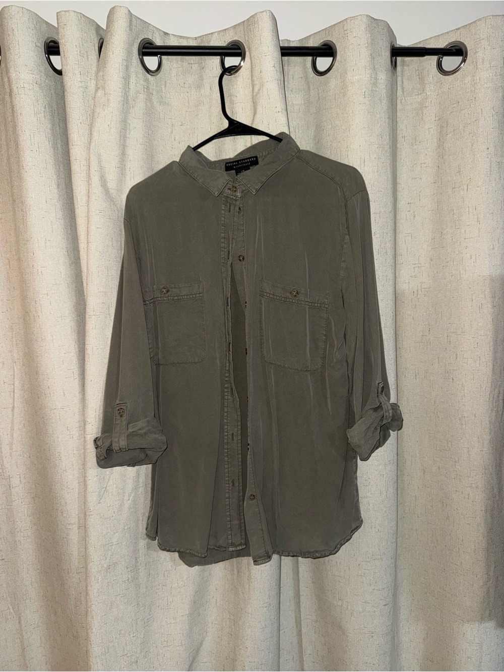 Women’s Olive Green Casual Button-Up Top